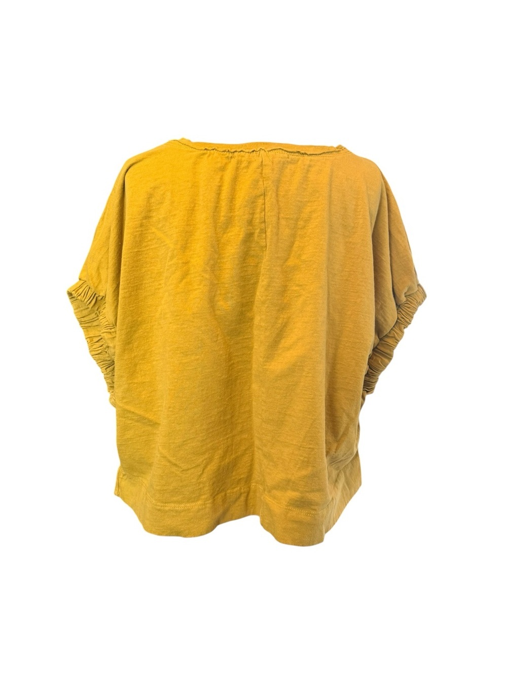 Beach M.M Mustard Yellow Cotton Ruched Sleeve Top Made in USA Size M/M oversized - Picture 4 of 9